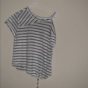 one shoulder shirt with knot at bottom